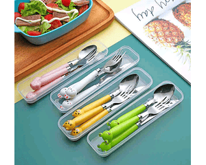 Cubiertos 3 Pzas Metalicos Con Cajita 