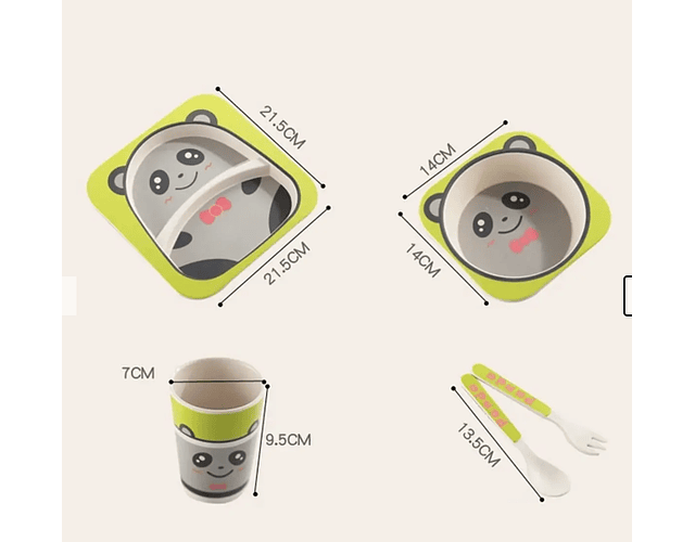 Set De EcoBambu Platos- Cubiertos - Vaso