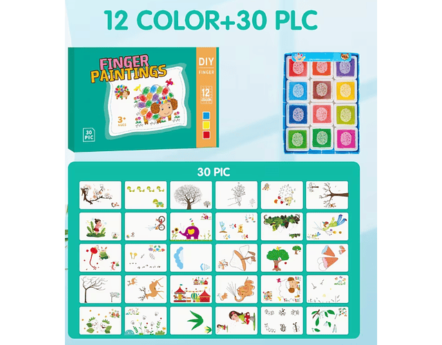 Kit De Pintura Deditos Lavables 