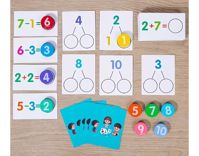 Tarjetas de Aprendizaje de Matemáticas de Madera para la Descomposición de Números