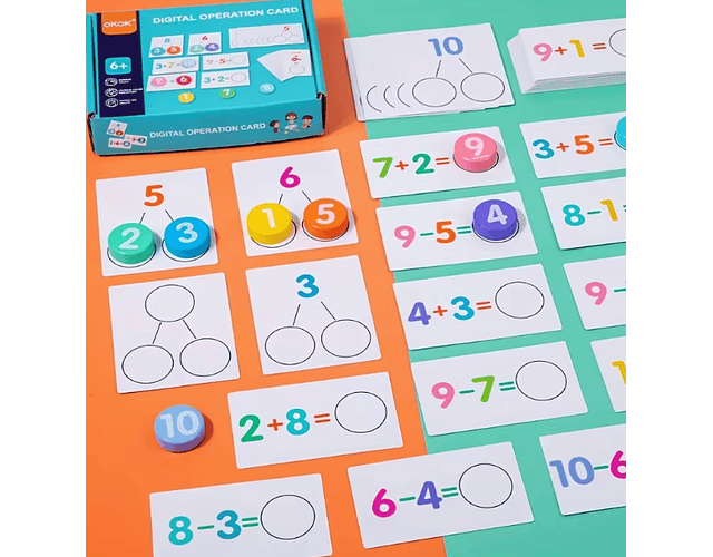 Tarjetas de Aprendizaje de Matemáticas de Madera para la Descomposición de Números