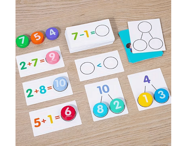 Tarjetas de Aprendizaje de Matemáticas de Madera para la Descomposición de Números