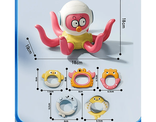 Juguete Pulpo Lanza Argollas En El Agua