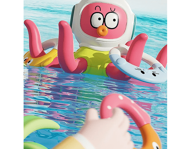 Juguete Pulpo Lanza Argollas En El Agua
