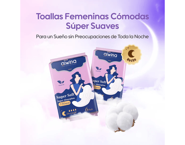 Toalla femenina Aiwina Noche 6 uds