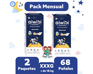 Pack Mensual Aiwibi Dulce Noche XXXG 68 pañales