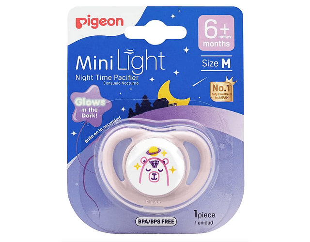 Chupete Mini light Night Tamaño M Oso Lila 1 pzs