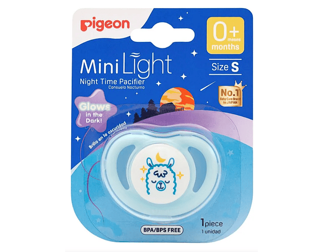 Chupete Mini light Night Tamaño S Alpaca celeste 1 pzs