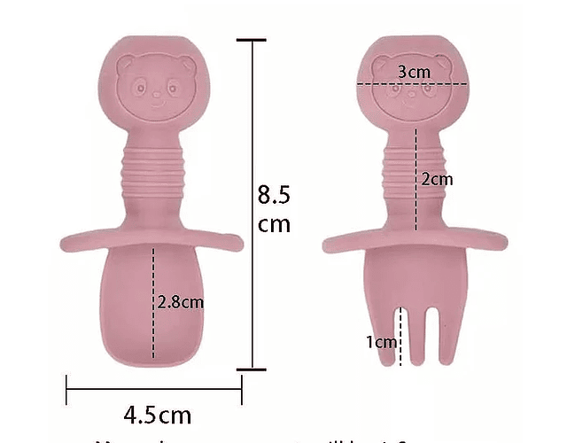 Cubiertos Silicona Pequeños De Facil Agarre