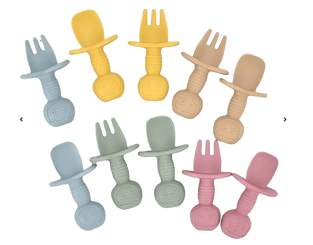 Cubiertos Silicona Pequeños De Facil Agarre