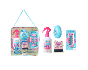 desenredante 140 ml + cepillo + clip + ligas Stich