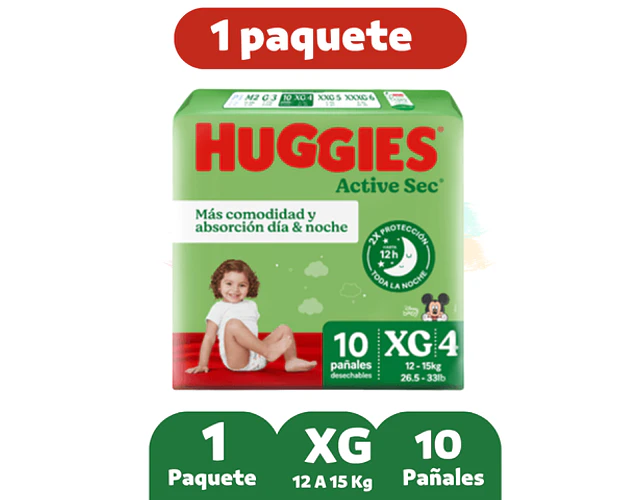 Huggies Active Sec XG 10 Pañales