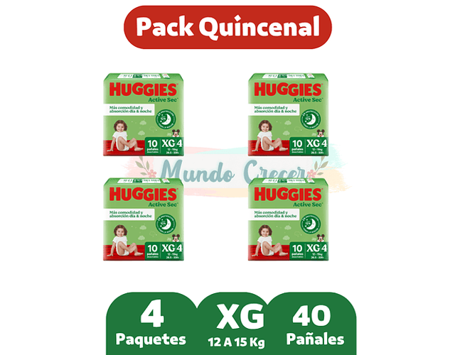 HUGGIES ACTIVE SEC XG 40 pañales