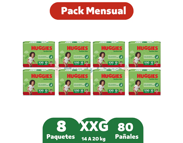 HUGGIES ACTIVE SEC XXG 80 pañales