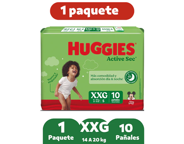 Huggies Active Sec XXG 10 Pañales 