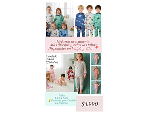 Pijamas Franela 1-2-3-4 Años