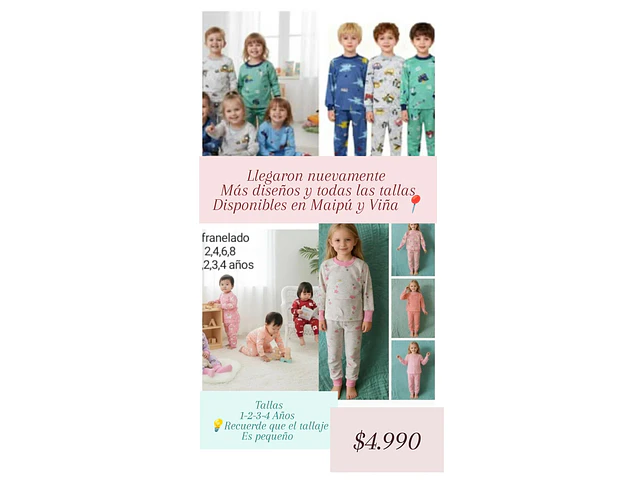 Pijamas Franela 1-2-3-4 Años