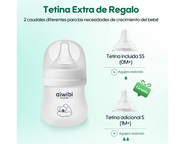 Mamadera Aiwibi 120ml De Vidrio 