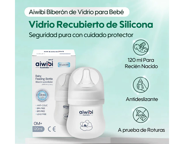 Mamadera Aiwibi 120ml De Vidrio 