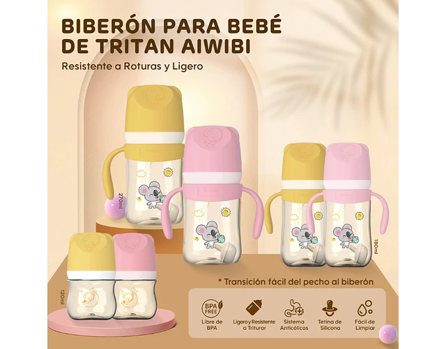 Mamadera Aiwibi Antigases para bebés 180 ml