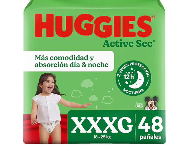 Huggies Active Sec XXXG 48 pañales