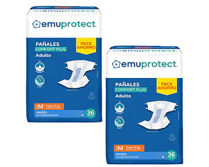 Emuprotect Comfort Plus M Pack Mensual 72 Pañales