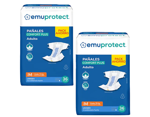 Emuprotect Comfort Plus M Pack Mensual 72 Pañales