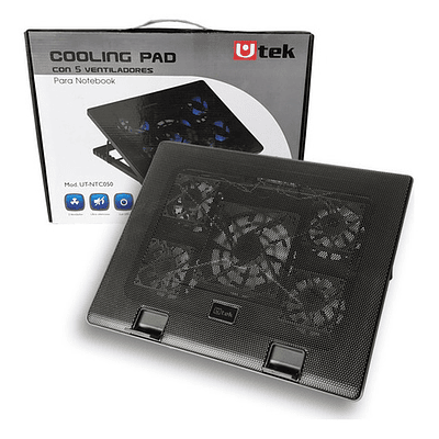 Base Ventilador Notebook Utek 12 A 17 Pulgadas Ut-ntc050 Color Negro Led Azul