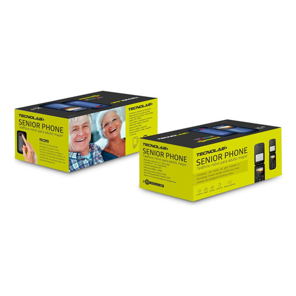 Teléfono Senior Tecnolab 4g Adulto Mayor Almeja Negrotl456bk
