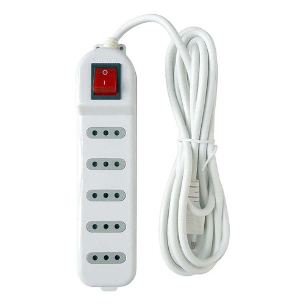 Alargador Zapatilla 5mts Switch Macrotel 5 Posiciones Blanco