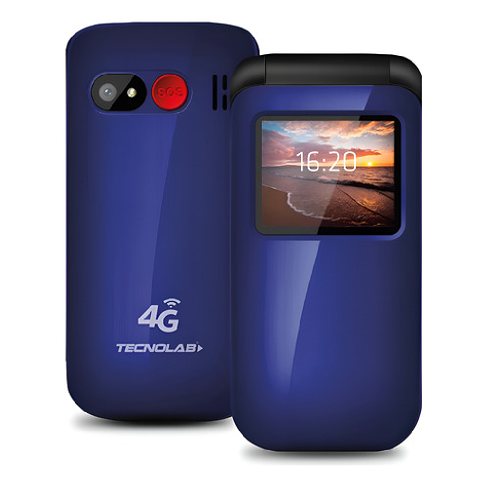 Teléfono Senior Tecnolab 4g Adulto Mayor Almej Azul Tl456bl