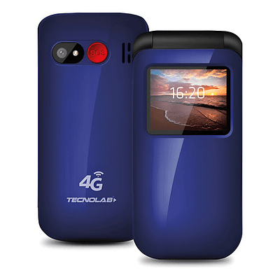 Teléfono Senior Tecnolab 4g Adulto Mayor Almej Azul Tl456bl