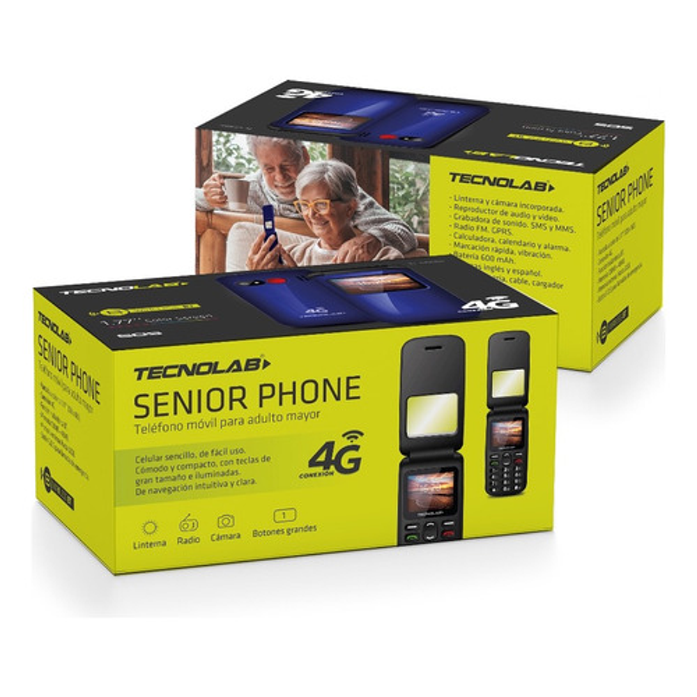 Teléfono Senior Tecnolab 4g Adulto Mayor Almej Azul Tl456bl