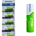 Pilas Recargables Aa, 5 Unidades, 2700 Mah Philco