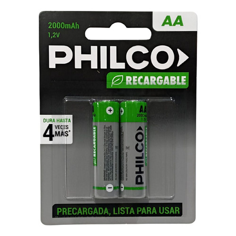 Pilas Recargables Aa, 5 Unidades, 2700 Mah Philco