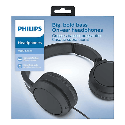 Audifono Philips Over Ear Alambrico Manos Libres Tah4105 Neg