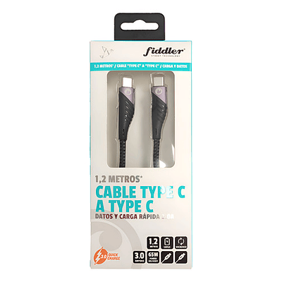 Cable Tipo C A Tipo C Carga Super Rapida 3.0a / 65w Fiddler Negro