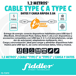 Cable Tipo C A Tipo C Carga Super Rapida 3.0a / 65w Fiddler Negro