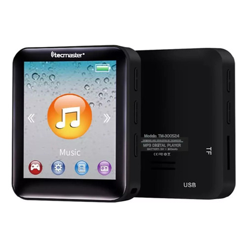 Reproductor Mp3 + Grabadora + Radio 16gb Bluetooth Touch Color Negro