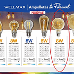Ampolleta Led Linea Deco Vintage 8w G95 Certificada Wellmax