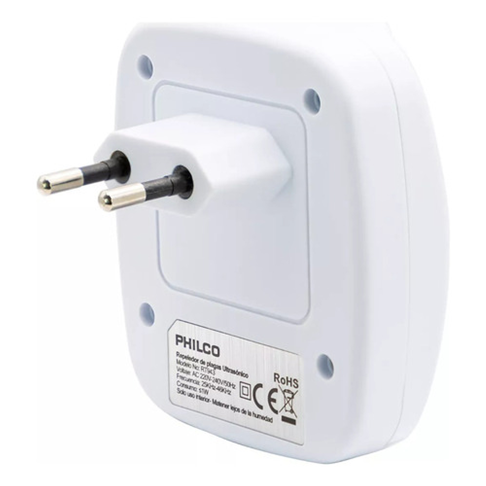 Repeledor Ahuyenta Ratas Ultrasónico 60m2 Blanco, Philco