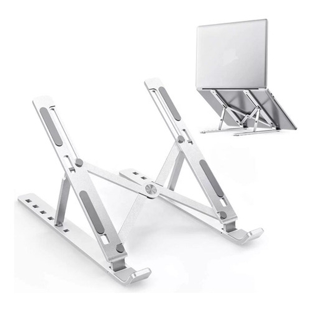 Soporte Ajustable De Aluminio Notebook 6 Posiciones Premium Gris