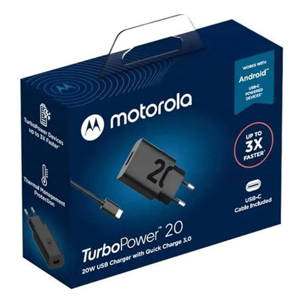 Cargador Motorola Turbo Power 20w Cable Usb A 1m Negro