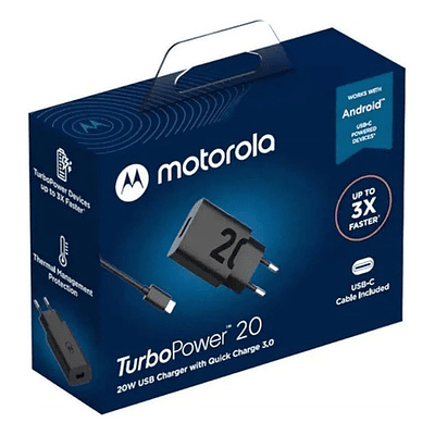 Cargador Motorola Turbo Power 20w Cable Usb A 1m Negro