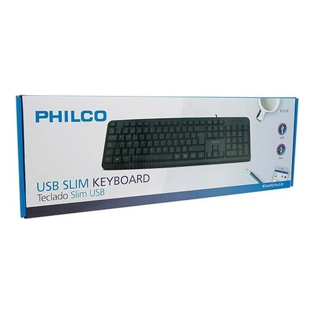Teclado Usb Philco Estandar Español / Tecnocenter Color Del Teclado Negro