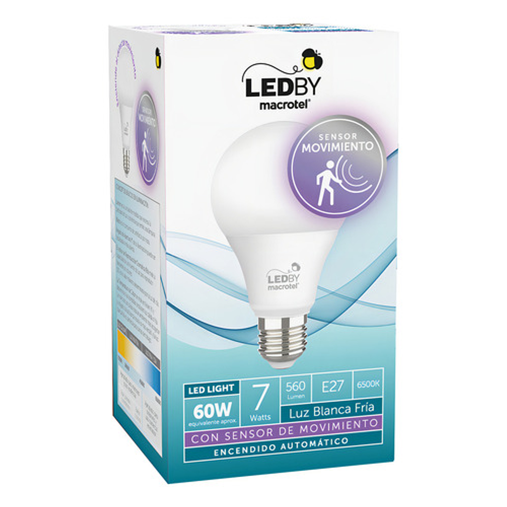 Ampolleta Led Macrotel Lb-a60ms3 Bulbo Color Blanco Frío 7w 6500k 560lm