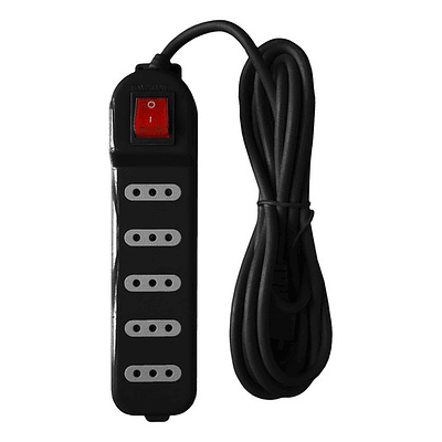 Alargador Con Switch 5 Posiciones 3mts Negro Macrotel
