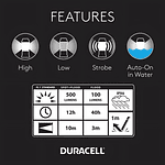 Linterna Farol Led Duracell 500 Lumen Estanco / Flota Color Negro