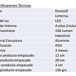 Linterna Duracell 150 L Aluminio 2aa 8319-df150 Blanco