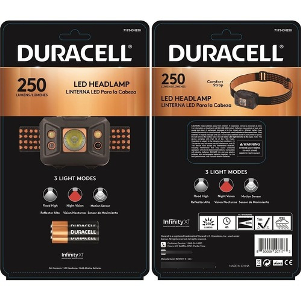 Linterna Led Duracell 250 Lúmenes De Cabeza